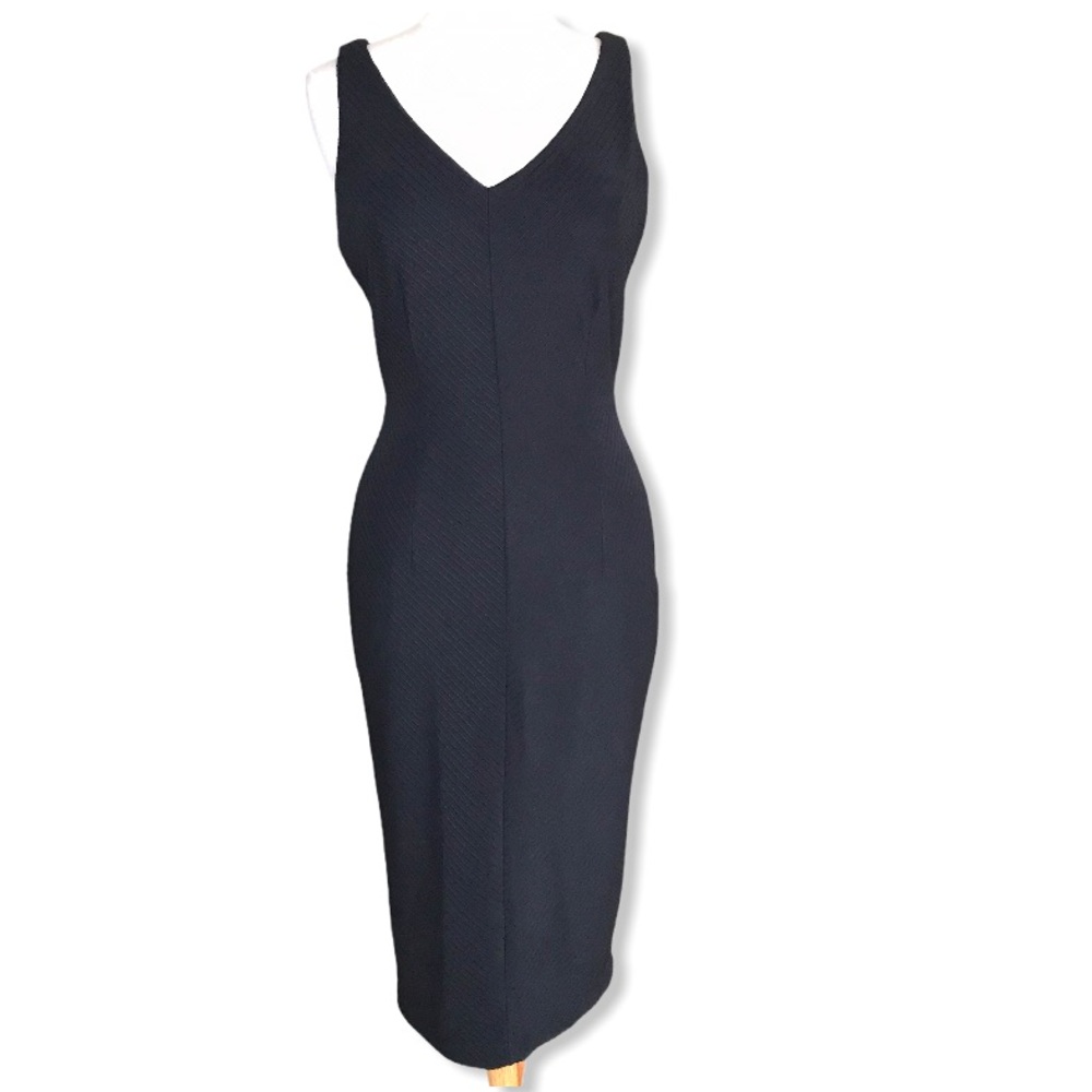 METAPHOR Black Sleeveless Missy Chevron Midi Dress Size M